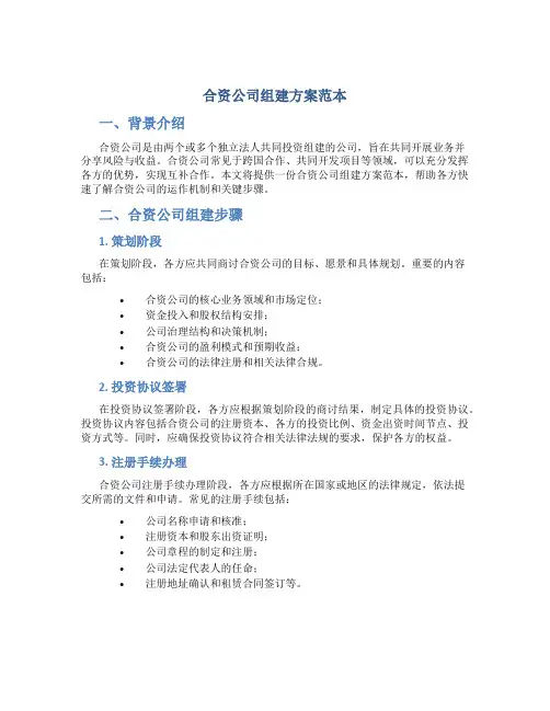 合资公司组建方案范本