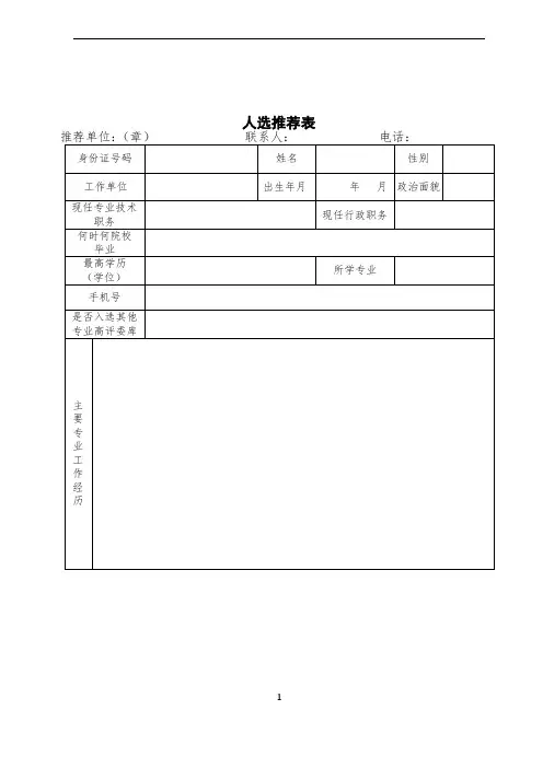 人选推荐表【模板】
