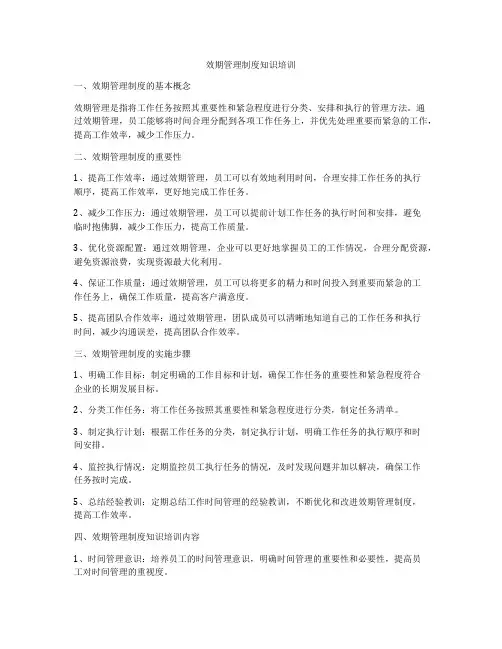 效期管理制度知识培训