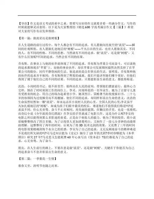 精选600字高考满分作文【三篇】