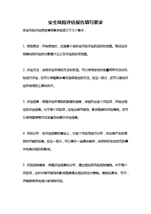 安全风险评估报告填写要求