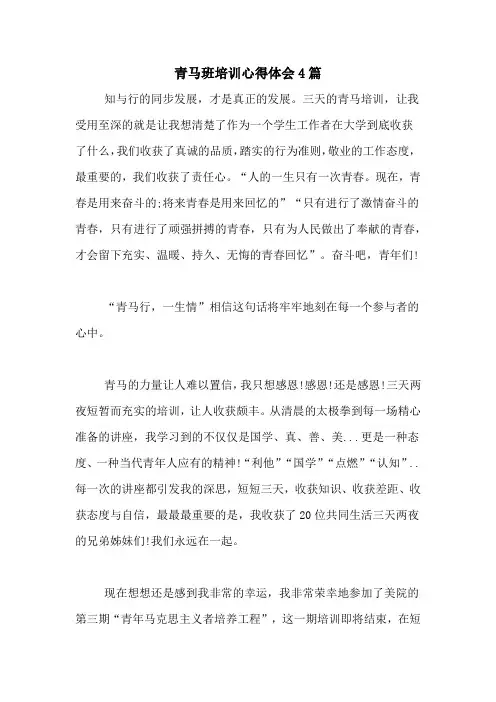 青马班培训心得体会4篇