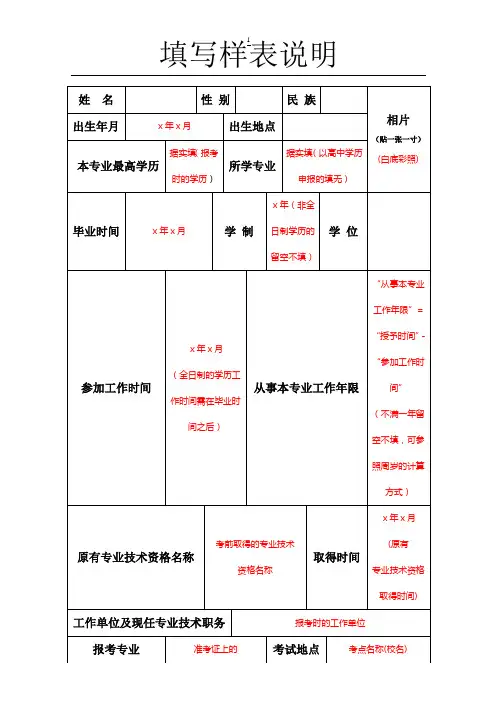 资格考试合格人员登记表填表说明-二级建造师