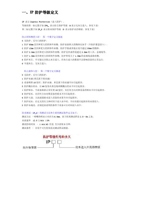 IP防护等级知识