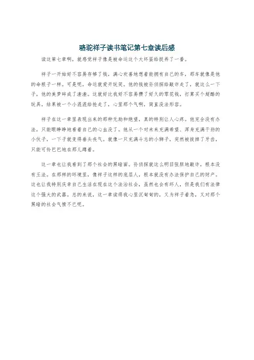 骆驼祥子读书笔记第七章读后感