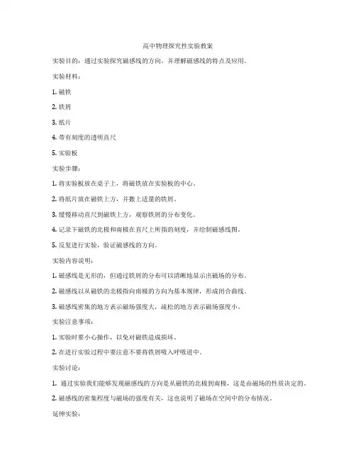 高中物理探究性实验教案