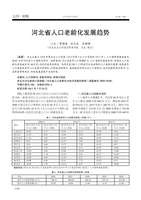 河北省人口老龄化发展趋势