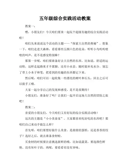 五年级综合实践活动教案