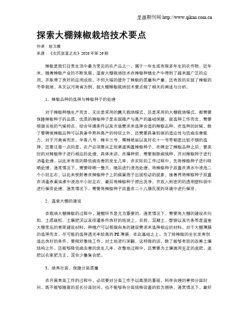 探索大棚辣椒栽培技术要点