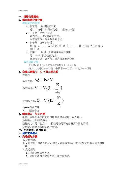 (整理)城市道路与交通规划考试要点 2