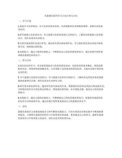 对素描色彩的学习计划与努力方向