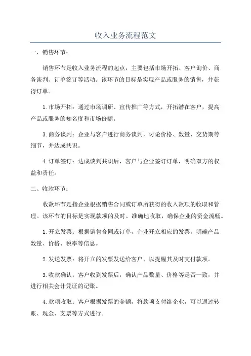 收入业务流程范文