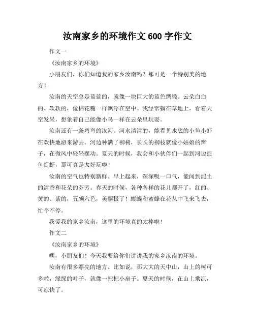 汝南家乡的环境作文600字作文
