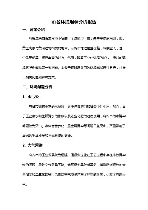 府谷环境现状分析报告