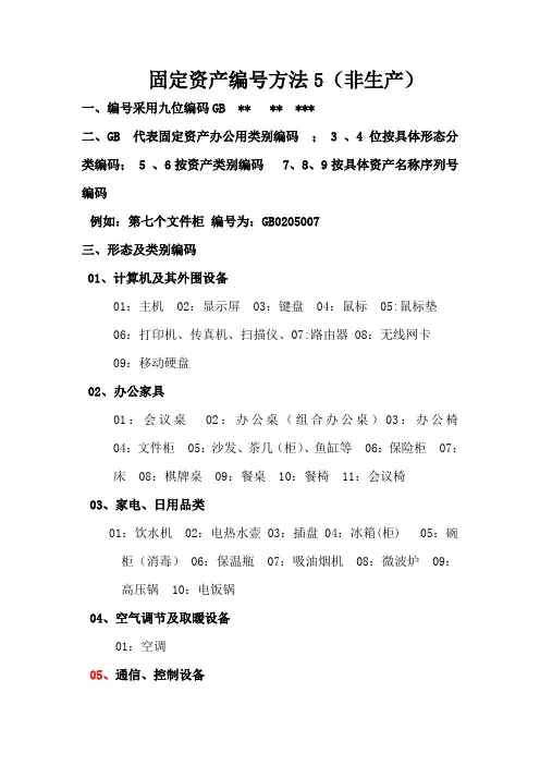 固定资产编号方法