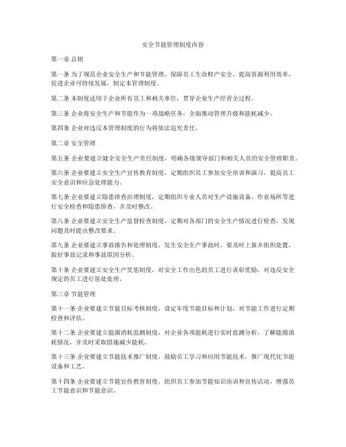 安全节能管理制度内容