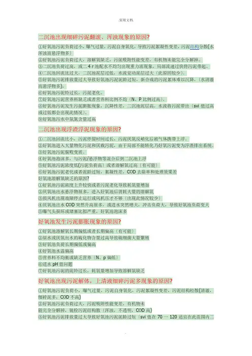 好氧池常见问题及解决方案