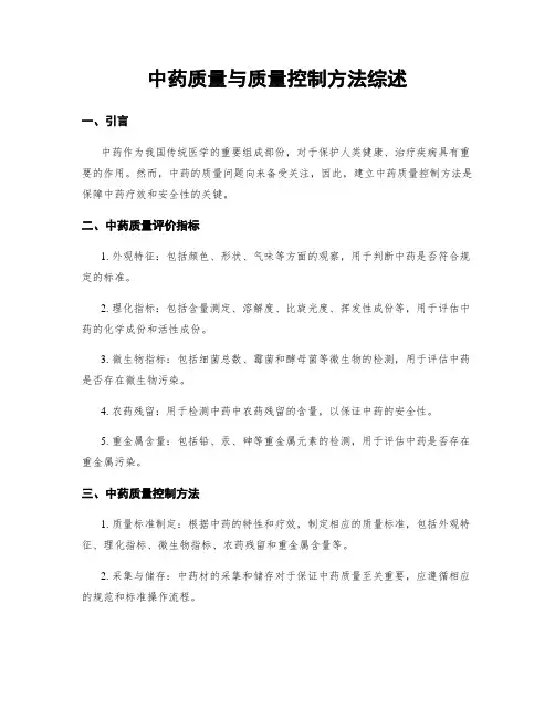 中药质量与质量控制方法综述