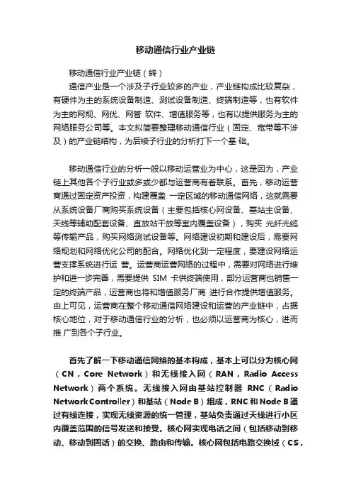 移动通信行业产业链