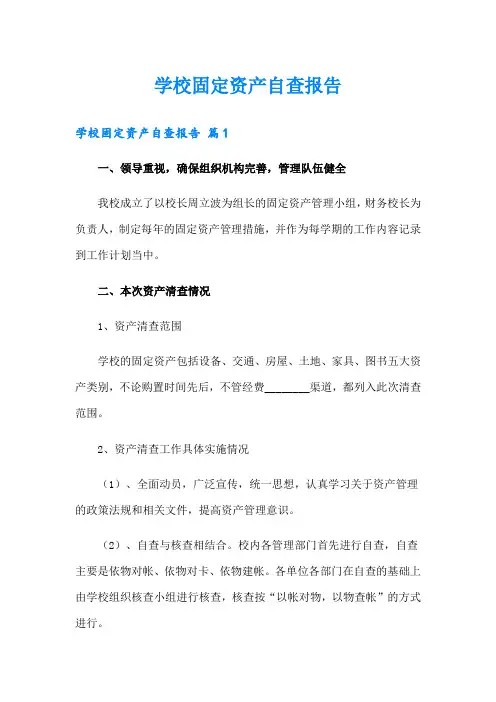 学校固定资产自查报告
