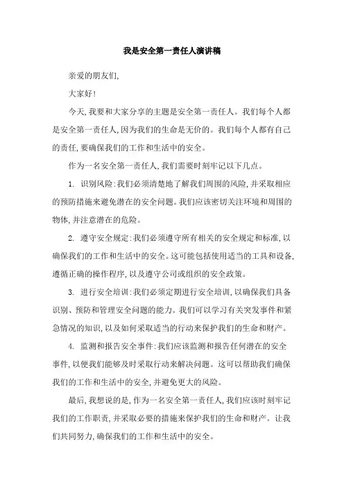 我是安全第一责任人演讲稿