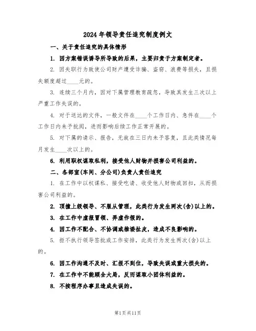 2024年领导责任追究制度例文（三篇）