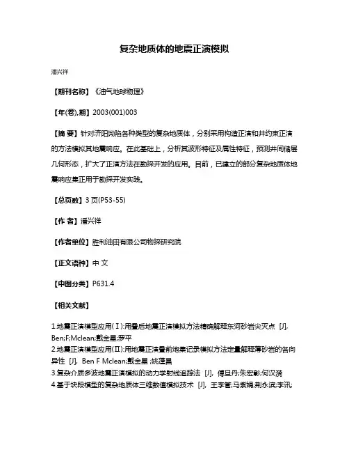 复杂地质体的地震正演模拟