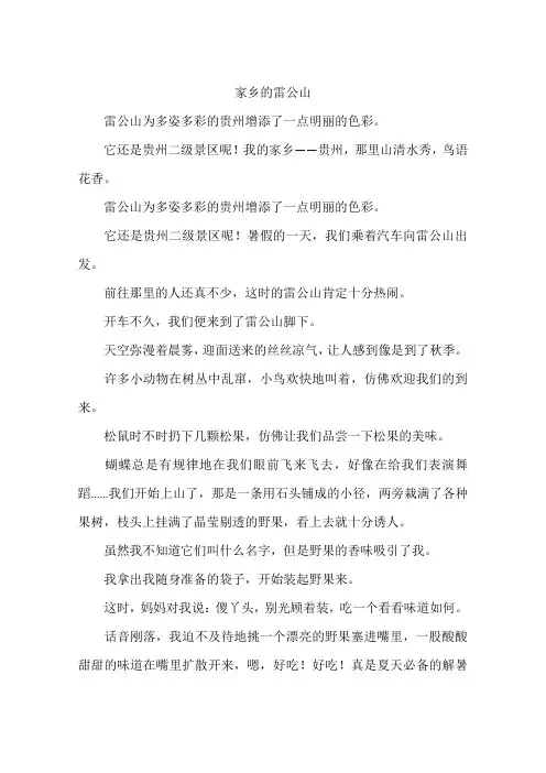 家乡的雷公山--作文