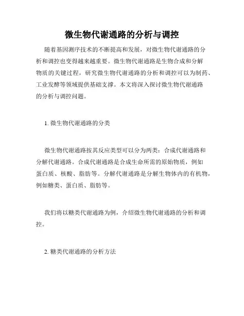 微生物代谢通路的分析与调控