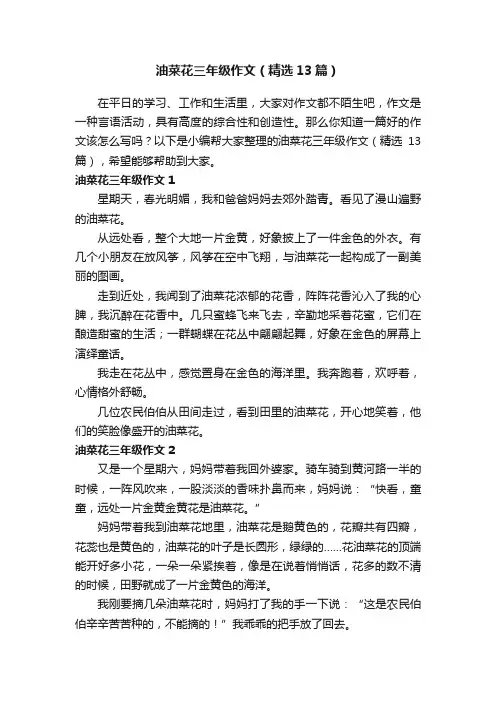 油菜花三年级作文（精选13篇）