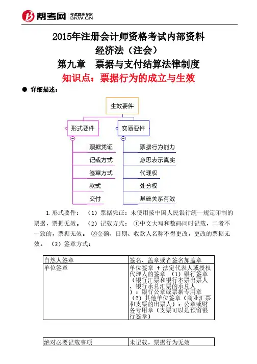 第九章 票据与支付结算法律制度-票据行为的成立与生效
