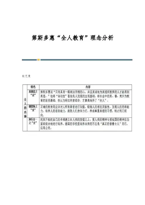 第斯多惠全人教育理念分析
