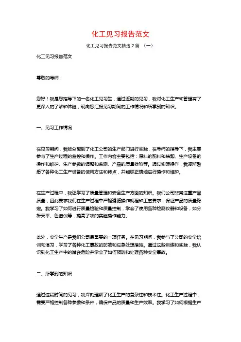 化工见习报告范文2篇