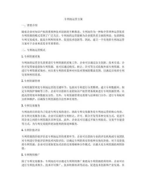 专利池运营方案