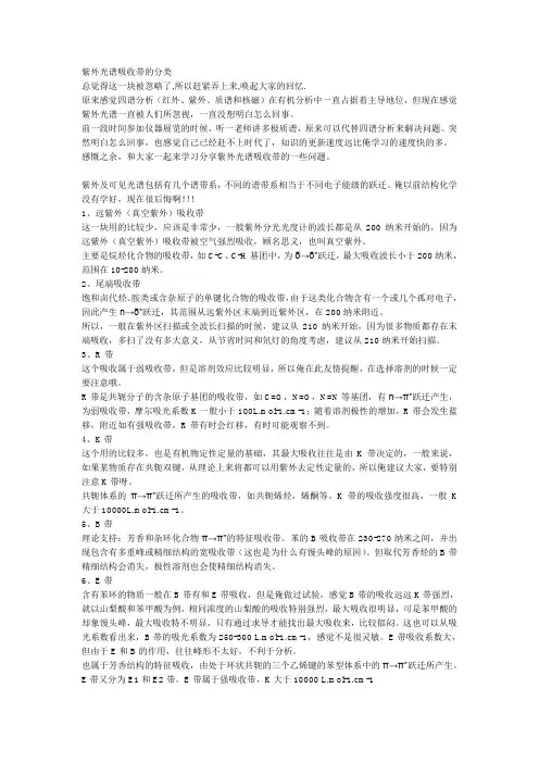 紫外光谱吸收带的分类