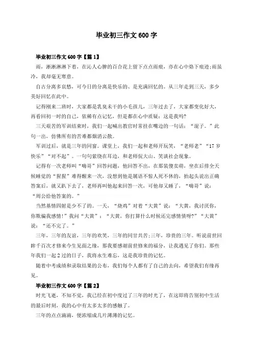 毕业初三作文600字