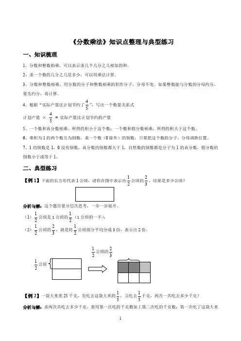 《分数乘法》知识点整理与典型练习