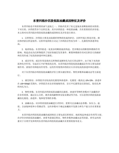 东营凹陷沙四段低阻油藏成因特征及评价