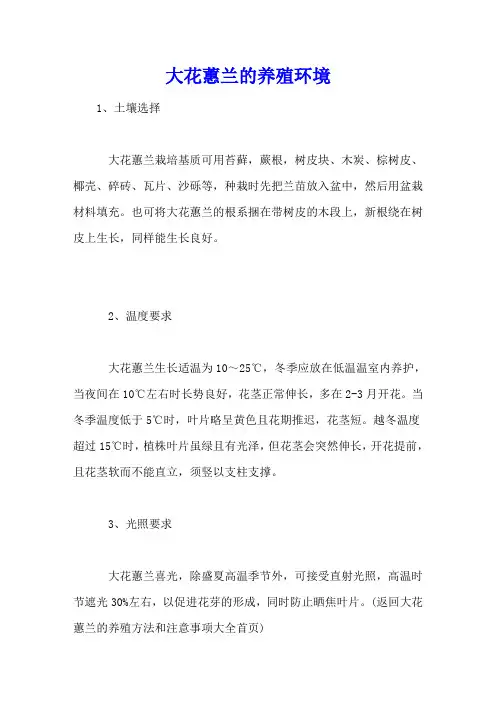 大花蕙兰的养殖环境