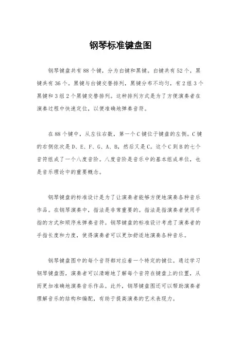 钢琴标准键盘图