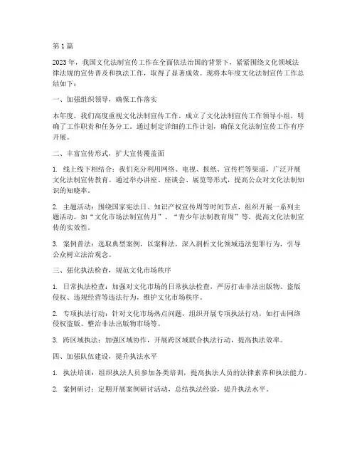 文化法制宣传年度总结(3篇)