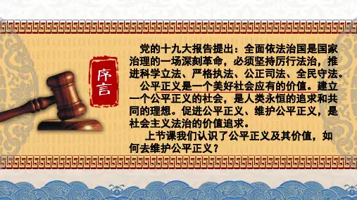 人教版道德与法治八年级 下册8.2 公平正义的守护 (共25张PPT)