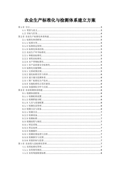 农业生产标准化与检测体系建立方案