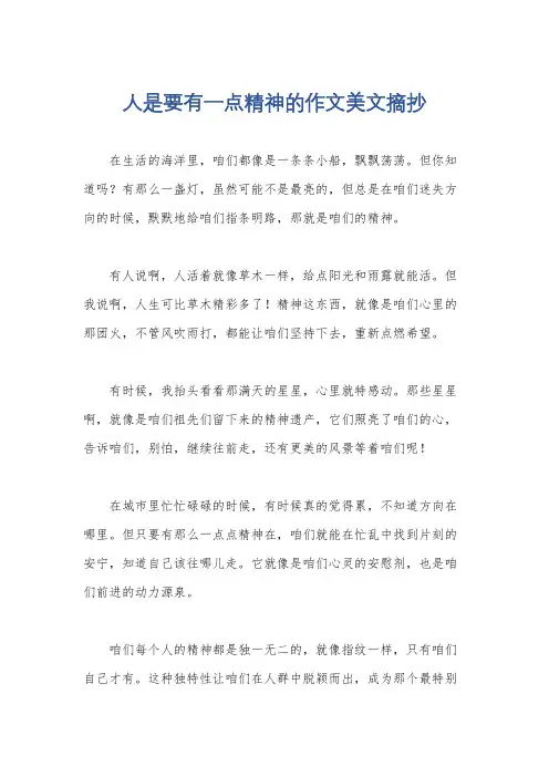 人是要有一点精神的作文美文摘抄