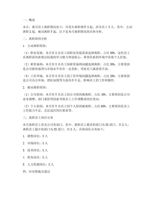 月度离职情况总结范文