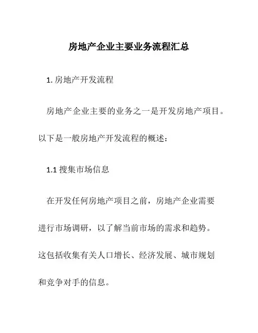 房地产企业主要业务流程汇总