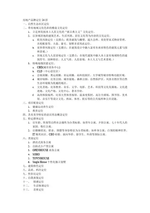 房地产的品牌定位方法