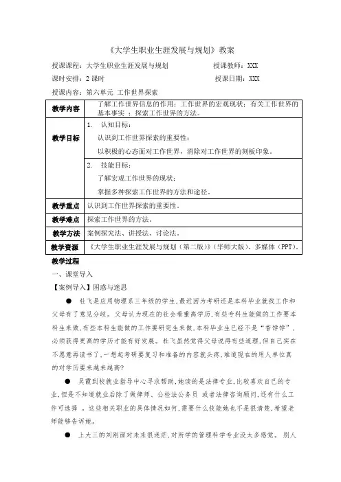 第六章  工作世界探索