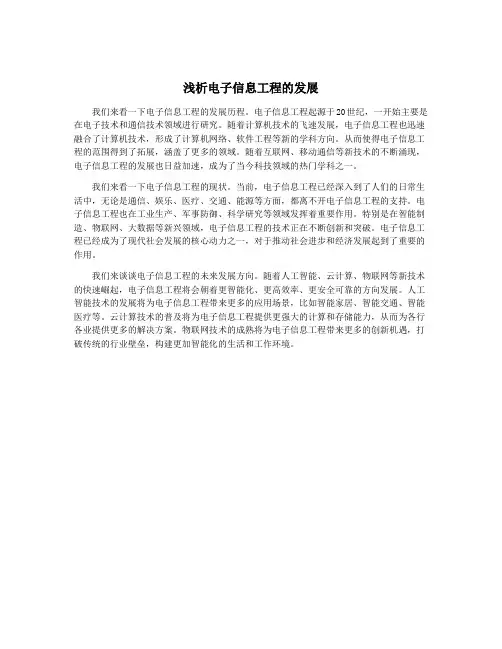 浅析电子信息工程的发展