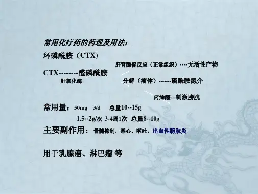 常用化疗药的药理用法及不良作用